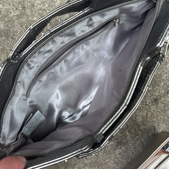 Two items! Metallic Silver Clutch and Adrienne Vittadini Rose Gold Card Holder - Picture 2 of 12